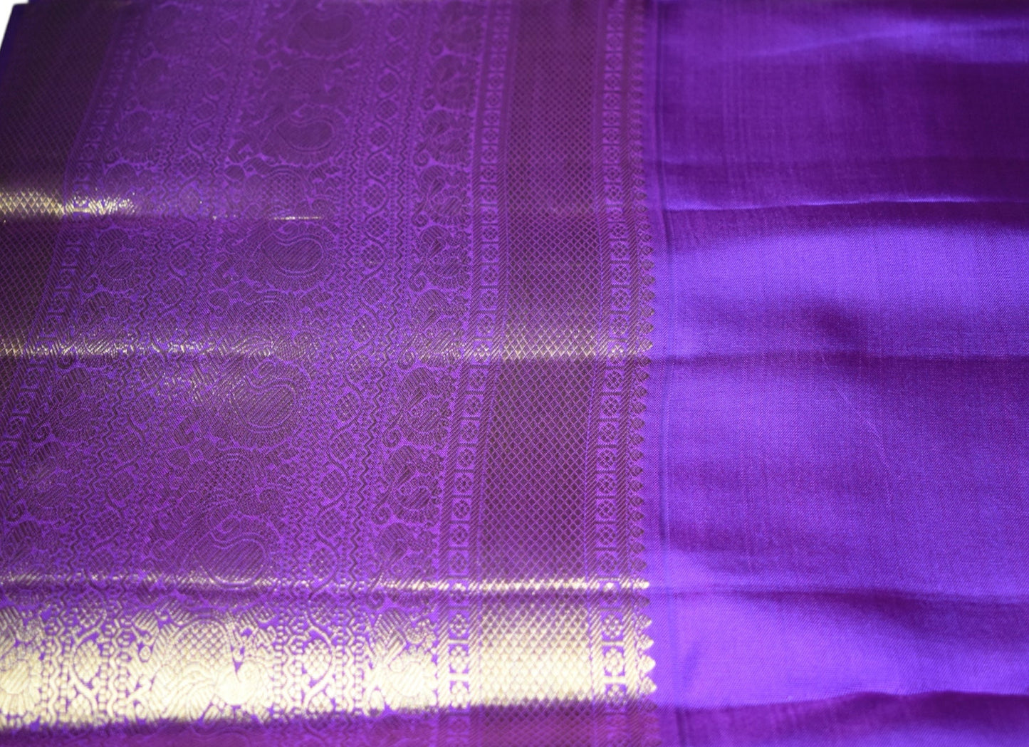 Pastel Green with Purple Border Silk Saree