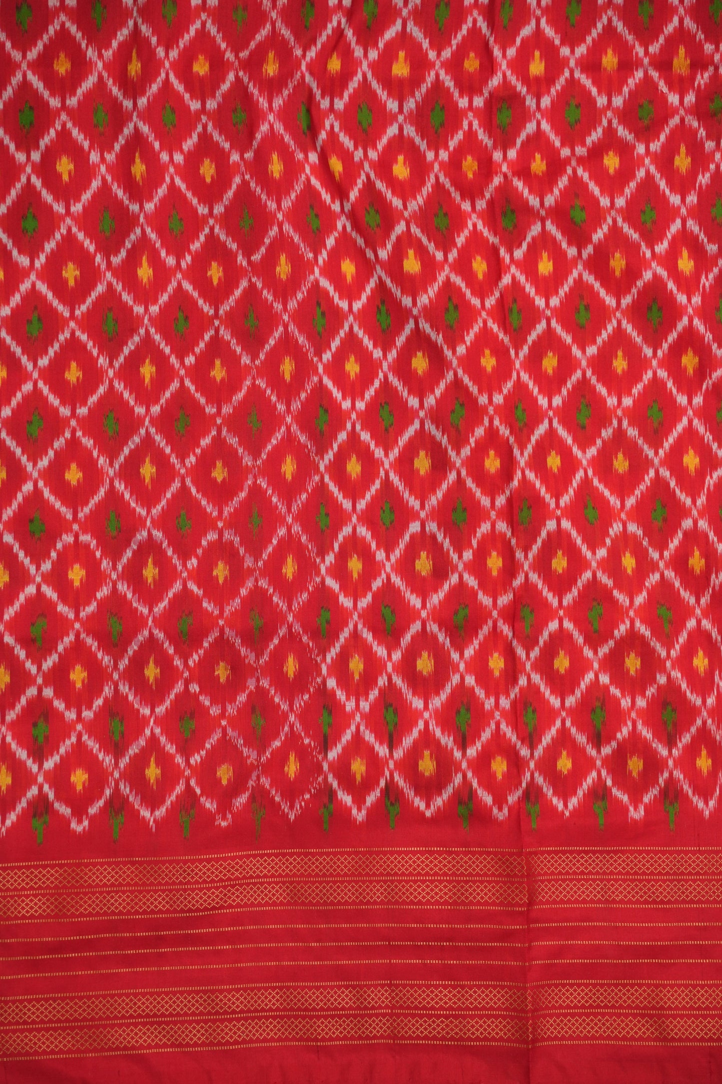 Checked Ikat Silk Saree