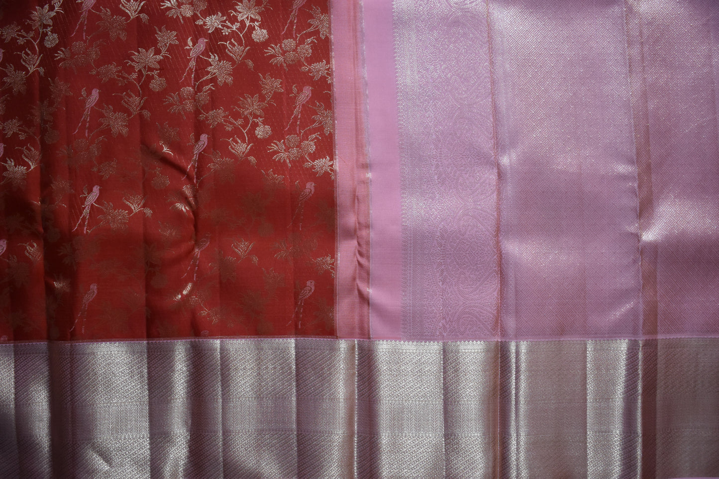 Red Saree with Baby Pink Border