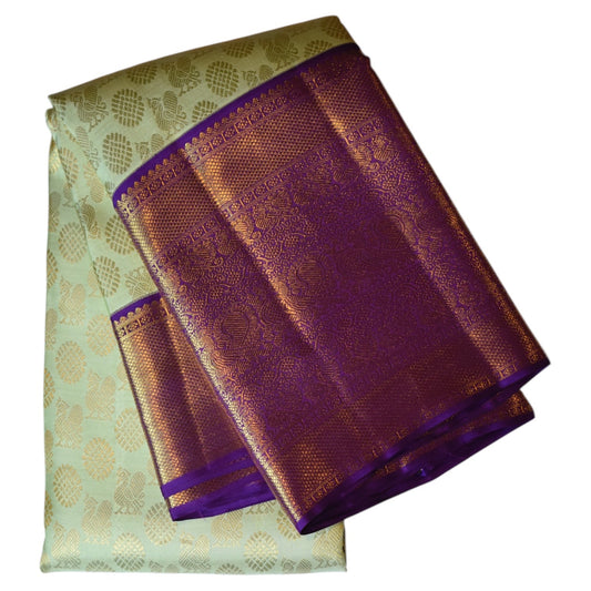 Pastel Green with Purple Border Silk Saree