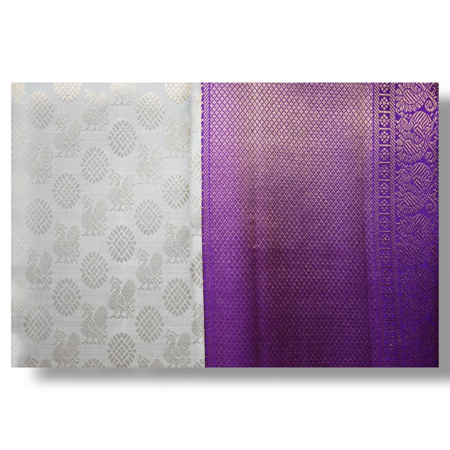 Pastel Green with Purple Border Silk Saree