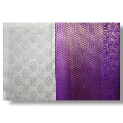 Pastel Green with Purple Border Silk Saree