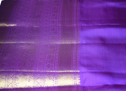 Pastel Green with Purple Border Silk Saree