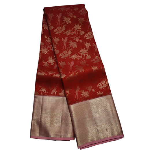 Red Saree with Baby Pink Border