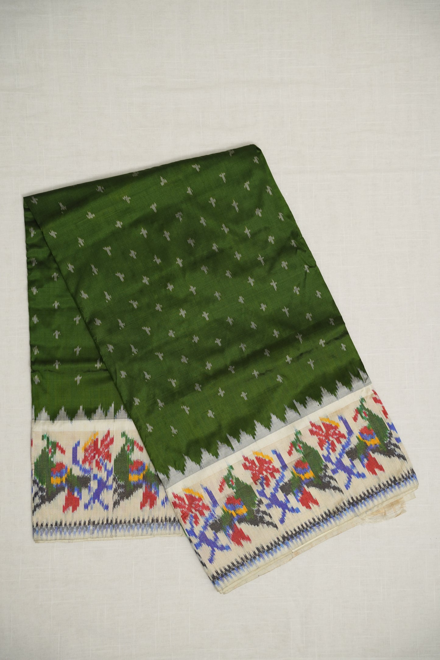 Green Ikat Silk Saree