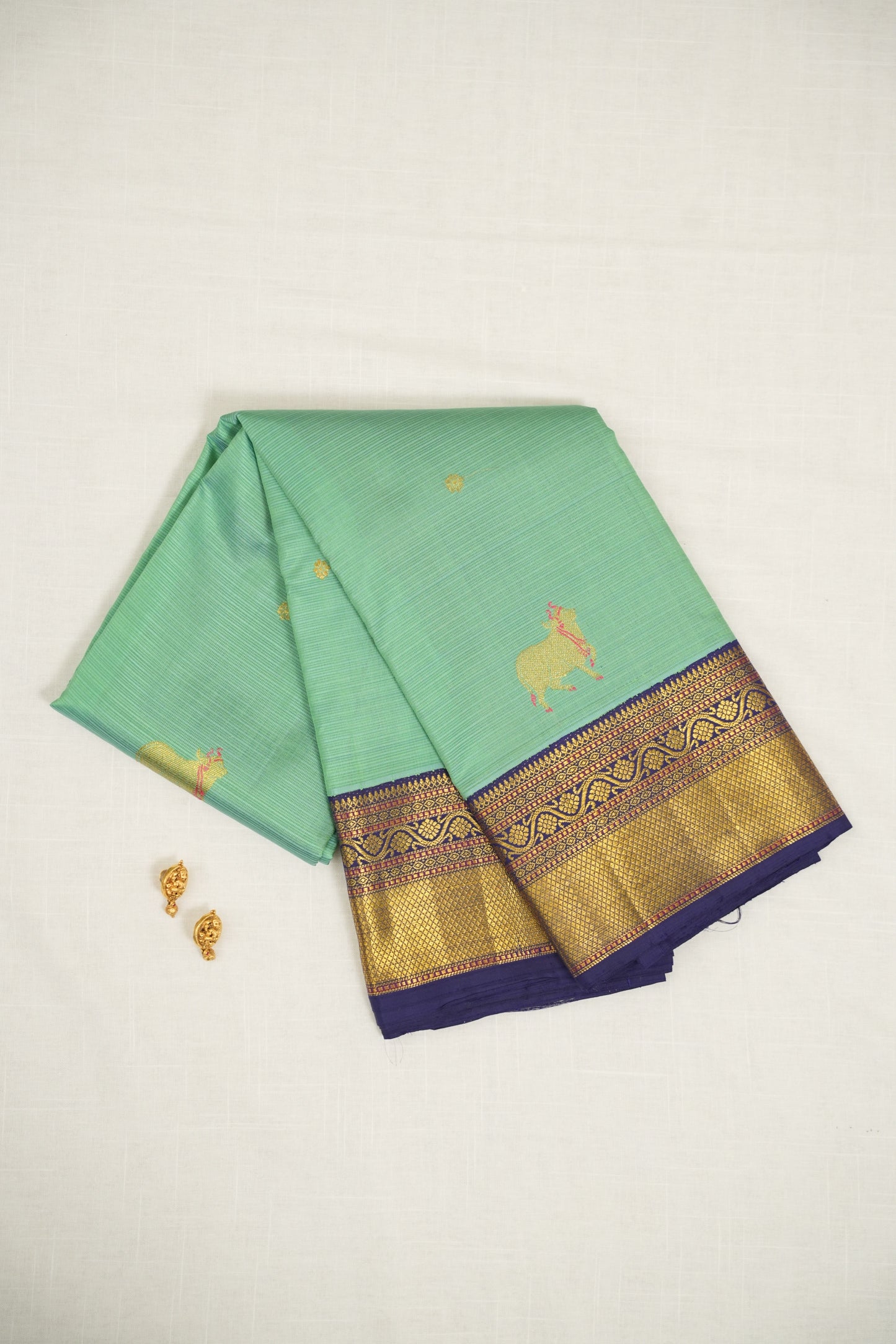 Mint Green Kora Silk Saree