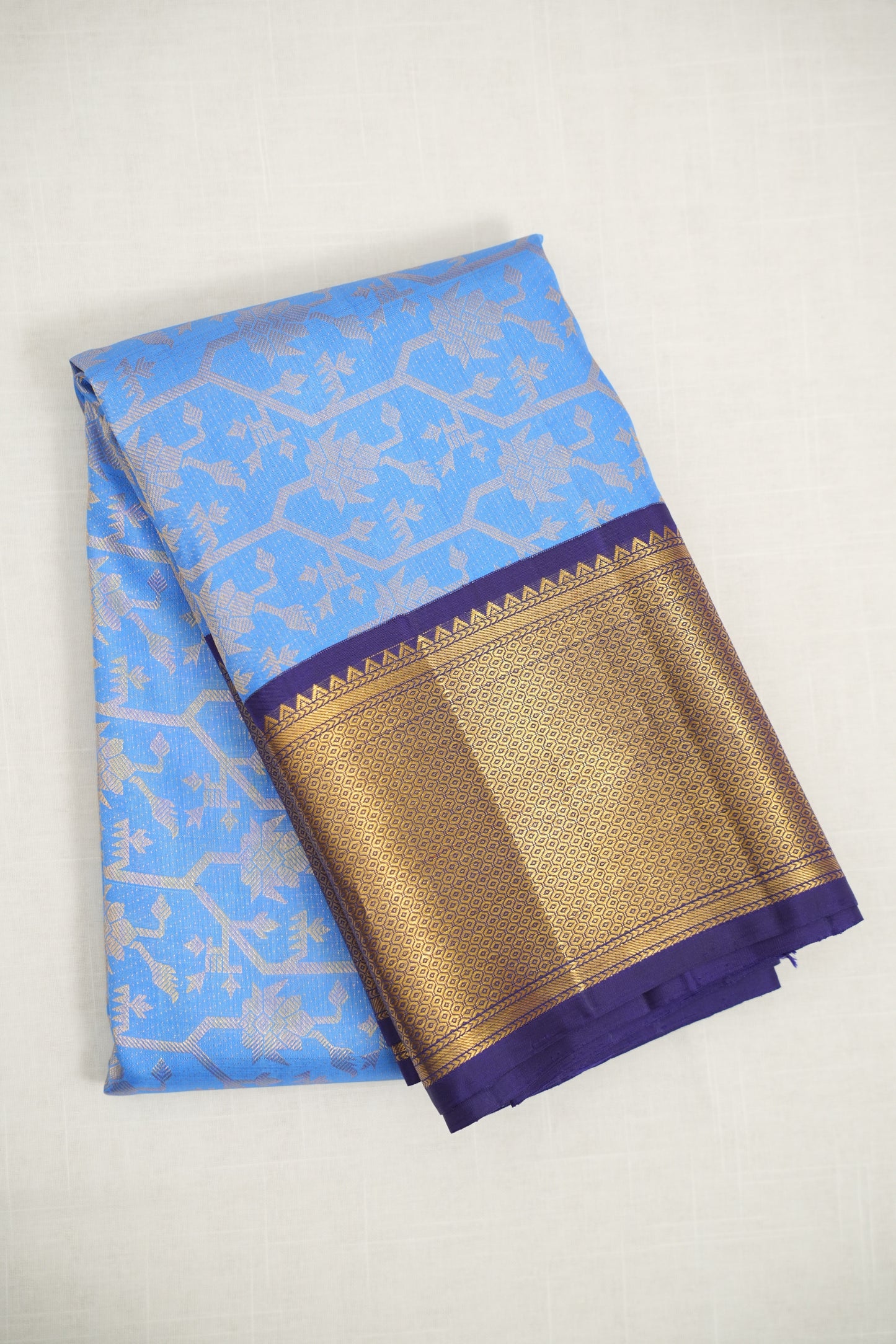Sky Blue Kanjivaram Silk Saree