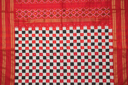 Checked Ikat Silk Saree