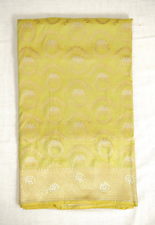 Lime Green Banarasi Silk Saree