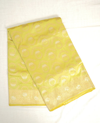 Lime Green Banarasi Silk Saree
