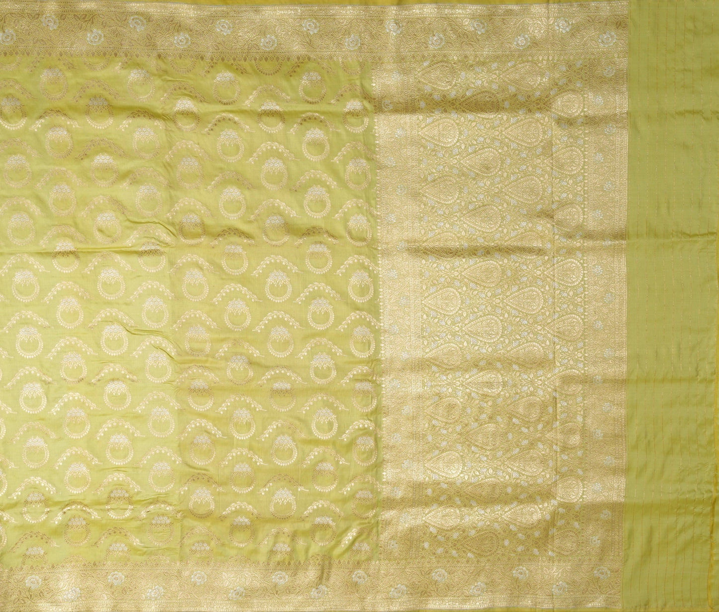 Lime Green Banarasi Silk Saree