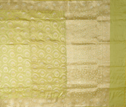 Lime Green Banarasi Silk Saree