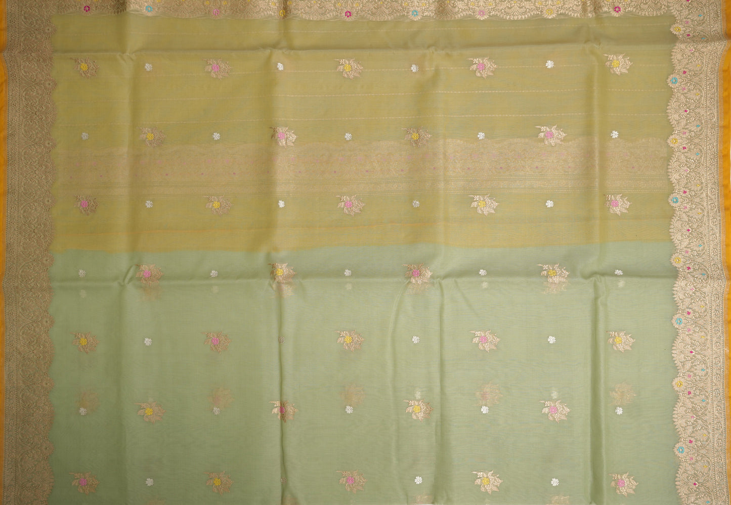 Pastel Green Organza Silk Saree