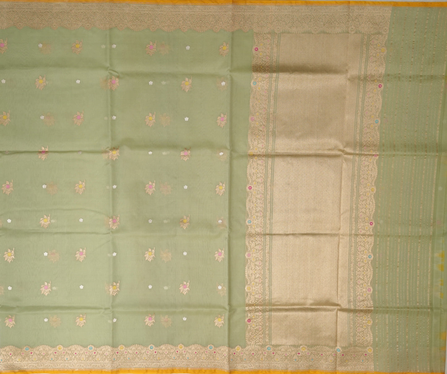 Pastel Green Organza Silk Saree