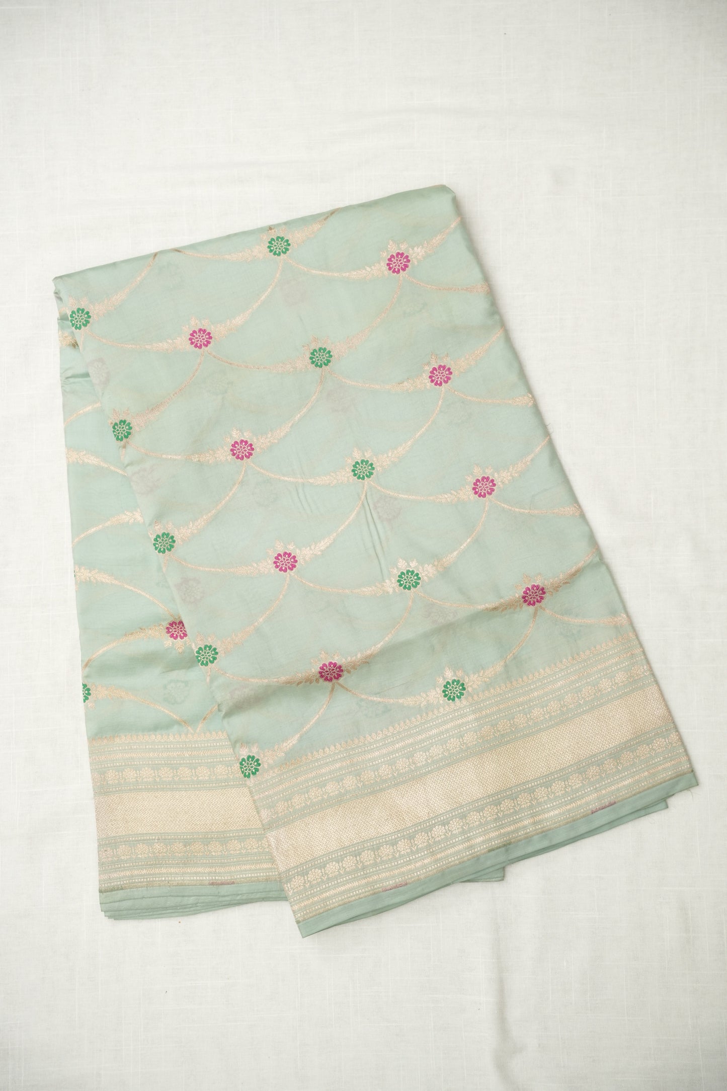 Mint Blue Banarasi Silk Saree