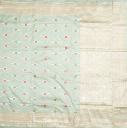 Mint Blue Banarasi Silk Saree
