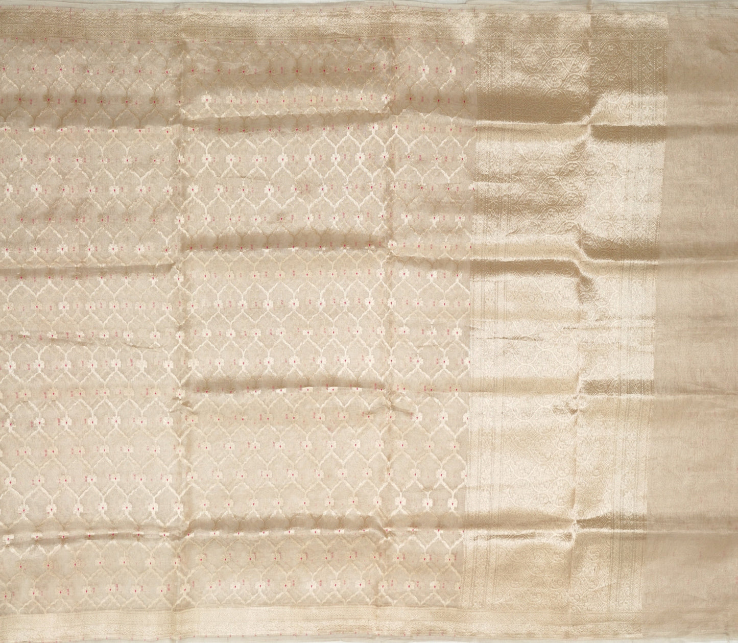 Ivory Tissue Banarasi Silk Saree